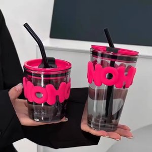 Nueva Taza de Vidrio Creativa Estilo Ins, Vaso Portátil para Agua, Personalizable con Logotipo para la Vuelta al Cole, Fabricada en PP, Lista para Usar - Product Image 6