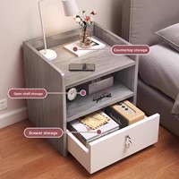 Table de chevet moderne minimaliste en bois avec 1 tiroir, armoire de rangement compacte multifonctionnelle pour la chambre à coucher