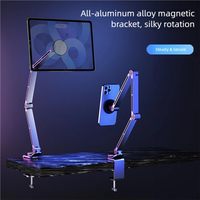 Support magnétique pour tablette de téléphone en métal robuste pour lit, support pliable réglable pour bureau