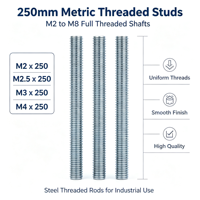 250mm Metric Full Threaded Rod, M2 M2.5 M3 M4 M5 M6 M8 Steel Threaded Shaft Stud for Industrial Fastening