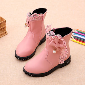 Warme Winterstiefel für Kinder Mädchen Prinzessinnen-Stiefeletten mit Rüschen, Schleife, Perlen Modische Abendschuhe - Product Image 4