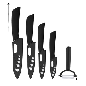 Ensemble de 5 couteaux en céramique personnalisés avec <span class=keywords><strong>couteau</strong></span> de chef de quatre pièces et éplucheur de fruits en acier inoxydable manche en plastique cadeau - Product Image 1