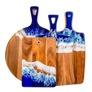 Thớt gỗ keo Acacia thủ công cỡ lớn, họa tiết sóng biển, làm từ chất liệu thân thiện với môi trường, có tay cầm. - Product Image 4