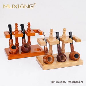 Muxiang Pipe Stand 3 Position Solid Beech Wood Roman Style Durable Smoking Accessory - Product Image 4
