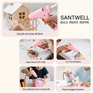 Pistolet à colle chaude mini 50W, bâtonnets de colle 7mm, corps rose, pour loisirs créatifs, travaux manuels pour enfants, réparations domestiques - Product Image 5
