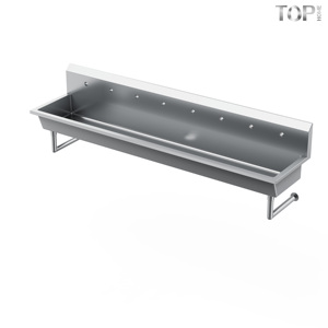 Évier mural à 4 stations de <span class=keywords><strong>96</strong></span> pouces 96W1 en acier inoxydable 304/430, finition polie, résistance à la corrosion, garantie 5 ans - Product Image 3