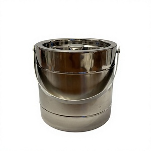 Double Wall 3 Litre Capacity Stainless Steel Ice <b>Bucket</b> <b>With</b> <b>Lid</b> And Handle Food Grade For Home Bar Party Use - Product Image 1