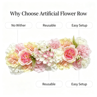 Panneau floral en soie artificielle, mélange de roses et d'hortensias, pour mur floral, toile de fond, décoration d'arche de mariage, vitrine