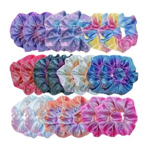 Scrunchies Solid Color Elastic Polyester Glitter Ponytail Holder Soft European American Style <b>Kids</b> Hair Ties - Product Image 1