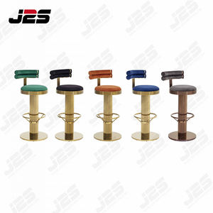 <span class=keywords><strong>Tabouret</strong></span> de bar en tissu moderne disponible avec base en métal doré et repose-pieds pour restaurants et cuisines de luxe - Product Image 4