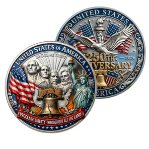 Moneda Conmemorativa de Metal con la Frase "Proclama la Libertad por Toda la Tierra", Campana de la Libertad y Decoración de la Bandera de EE. UU., Recuerdo Decorativo - Product Image 1