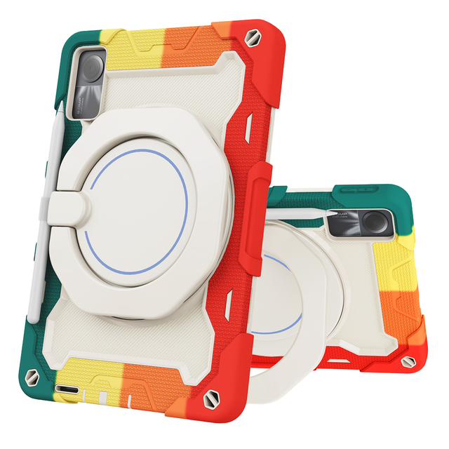 2023 Armor Rotation Kickstand Case Cover for Redmi Pad SE 11 Inch Rugged Shockproof PC+ Silicone Case Protective IPads Surface
