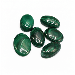 Cabujones de malaquita en forma ovalada, piedras preciosas sueltas - Belleza, suerte y confianza en cada facetado - Lote de 6 unidades - Product Image 2