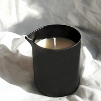 Pot à bougie en verre noir fantaisie avec bec verseur et couvercle, 6oz, 8oz, 10oz, pour bougies de massage
