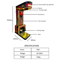 Machine de Jeu d'Arcade Combinée Boxe et Coups de Pied à Monnayeur – 2 Poings et Support de Sac de Frappe