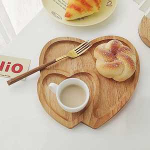 ถาดไม้เนื้อแข็งรูปหัวใจคู่ ช่องคู่สำหรับใส่ขนมหวานและเครื่องประดับ - Product Image 3