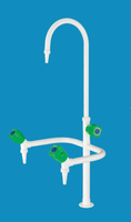 Robinet d'eau professionnel à trois colonnes en laiton robuste et minimaliste, à monter sur banc, pour mobilier de laboratoire de chimie scolaire