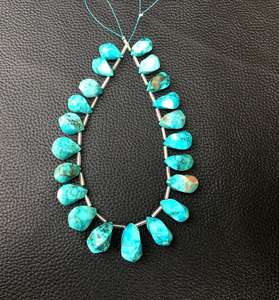 Cuentas de Briolette de piedras preciosas turquesas en forma de lágrima, para fabricación de joyas, fabricación de bisutería india, único, 21 piezas - Product Image 2