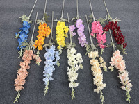 Shangchu Grosir 2 tangkai Bunga Delphinium Sutra Buatan Alami Berwarna-warni untuk Dekorasi Rumah dan Pernikahan.