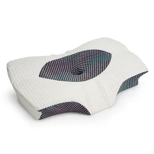Подушка с эффектом памяти в форме бабочки, хлопковая подушка с медленным восстановлением формы для защиты шеи, подушка для здоровья шеи