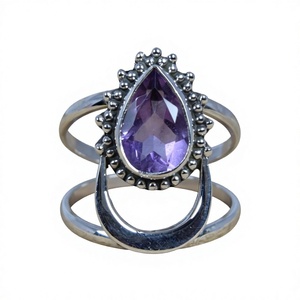 Bague en argent sterling 925 avec pierre précieuse améthyste, tendance, chrétienne, faite à la main, antique, bijoux fins certifiés - Product Image 1