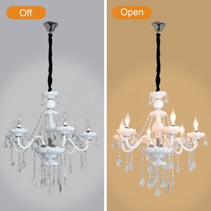 Lustre classique blanc E14 à 6 têtes, style bougie, pour église, mariage, décoration, éclairage suspendu pour église et maison - Product Image 5