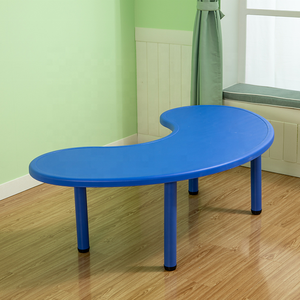 Mesa de <span class=keywords><strong>media</strong></span> <span class=keywords><strong>luna</strong></span> de plástico estable para niños, mueble de estudio para interiores, guardería, jardín y Casa, guardería - Product Image 3