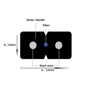 Kabel serat optik FTTH Mode tunggal 9/125 1 Core kabel Drop serat optik GJXH