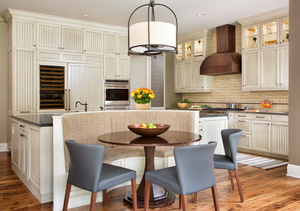 Set di Mobili da <span class=keywords><strong>Cucina</strong></span> di Lusso Personalizzati in Legno Massello Ecologico Impermeabile di Acero e Rovere Bianco con Isola e Panche da Bar - Product Image 4