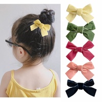 Vente en gros de haute qualité enfants filles accessoires de cheveux pince en métal nœud papillon pinces à cheveux en velours