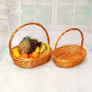 Cesta Ovalada para Alimentos y Frutas, Cesta de Mimbre de Ratán Natural Hecha a Mano, Cesta de Regalo Vacía para Flores, Cestas de Almacenamiento - Product Image 3