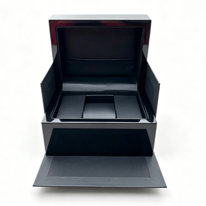 Caja de Presentación de Relojes de Madera Negra de Lujo con Acabado Brillante y Forro Suave para Empaque de Relojes de Pulsera - Product Image 3