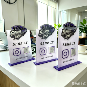 Letrero de Acrílico Personalizado con Soporte en Forma de L, Exhibidor de Tarjetas con Código QR para Tiendas de Artículos Deportivos y Coleccionables - Product Image 3