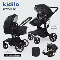 Ensemble poussette et siège auto de luxe 3-en-1 Kidilo pour bébé de 3 ans, léger, pliable facilement, portable, chariot 3D