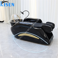 Salon de coiffure de beauté de luxe équipement de salon complet électrique tête de spa cascade lavage des cheveux chaise de massage shampooing lit avec vapeur