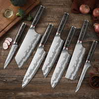 Accessoires de cuisine, couteau de chef Santoku en acier inoxydable à haute teneur en carbone, couteau à désosser, couteau à découper, couteau utilitaire avec manche en bois