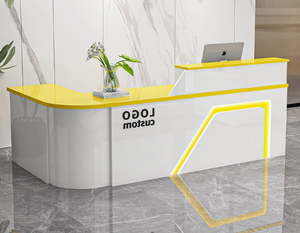 Comptoir de réception moderne blanc pour hôtel, salon ou bureau, avec logo personnalisé, table d'accueil commerciale - Product Image 5