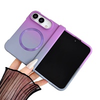 Étui de protection antichoc pliable de luxe avec charnière à axe central, design magnétique puissant à gradient pour iPhone Duo