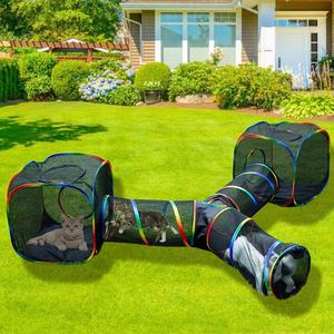 Всплывающие открытые радужные вольеры для кошек, игровая площадка для котенка, в том числе переносная палатка для кошек, 3 пути с 2 кубическими туннелями для кошек, - Product Image 1