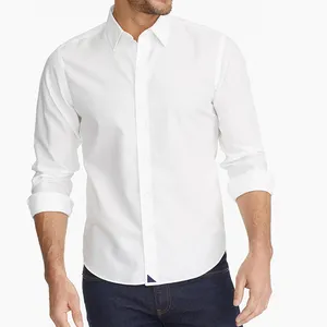 Top Grade Homme Chemises Habillées De Marque À Manches Longues Boutonné Pur Coton Hommes Blanc Chemise Formelle