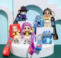 Porte-clés en silicone 3D K-Pop Demon Hunters, personnage de dessin animé, breloque de sac à thème film, cadeau pour les fans d'animation, ornement de sac, anneaux porte-clés