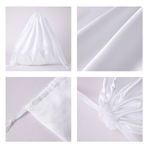 QIAN LI Sac à poussière en satin blanc et noir, sac de rangement à cordon de grande capacité pour vêtements, organisateur de garde-robe 50x50cm 40x40cm - Product Image 2