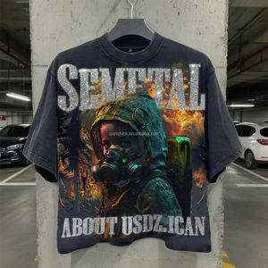 เสื้อยืดคอกลมทรงสี่เหลี่ยมผ้าฝ้าย 100% สไตล์ลำลองสำหรับผู้ชาย ประดับเพชรเทียม สตรีทแวร์ คุณภาพสูง พิมพ์ลายกราฟิก เสื้อยืดโอเวอร์ไซส์ - Product Image 1