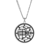 Collier pendentif en acier inoxydable, couleur roi Asmoday Sigil, origine démon, sceau moindre clé de salomon Goetia amulette Talisman