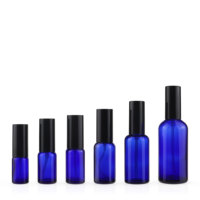 Vente en gros de flacons de parfum en verre rond bleu avec logo personnalisé, 10ML, 15ML, 20ML, 30ML, 50ML, 100ML, flacons de lotion