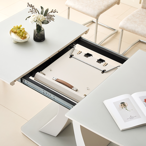 مجموعة جديدة فاخرة حديثة من الخشب الأبيض بتصميم أنيق من قاعدة قابلة للتمديد من أجل 6 و 8 و 10 مقاعد - Product Image 4