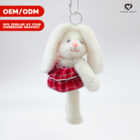 Porte-clés Lapin aux Oreilles Tombantes en Dentelle Bleue Lolita, Pendentif de Sac en Peluche, Prise en Charge de la Personnalisation
