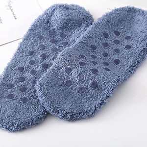 Pantofola pelosa pelosa da <span class=keywords><strong>donna</strong></span> con Logo personalizzato calda morbida calze Anti-Skid per uso quotidiano traspirante lunghezza equipaggio invernale - Product Image 3