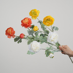 ช่อดอกบัวประดิษฐ์กรีนเวย์ 3 หัว สีส้ม ขาวนม เหลือง สำหรับตกแต่ง - Product Image 1