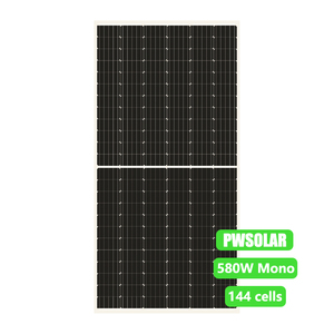 โมดูลแผงโซลาร์เซลล์ OEM Poly HJT BIPV 580W 24V 48V 144 เซลล์แบบฮาล์ฟเซลล์ ประสิทธิภาพ 22.44% รุ่น PW580Wp-144M - Product Image 4